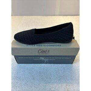 Skechers Cleo Vegan Air Cooled Memory Foam Black Ballet Flats Women Size 8.5 NEW